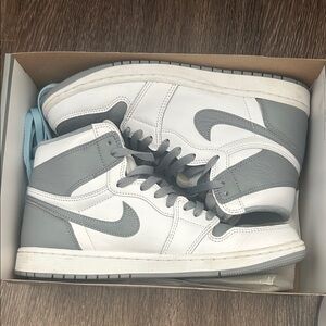 Jordan White and Gray High-Top Sneakers